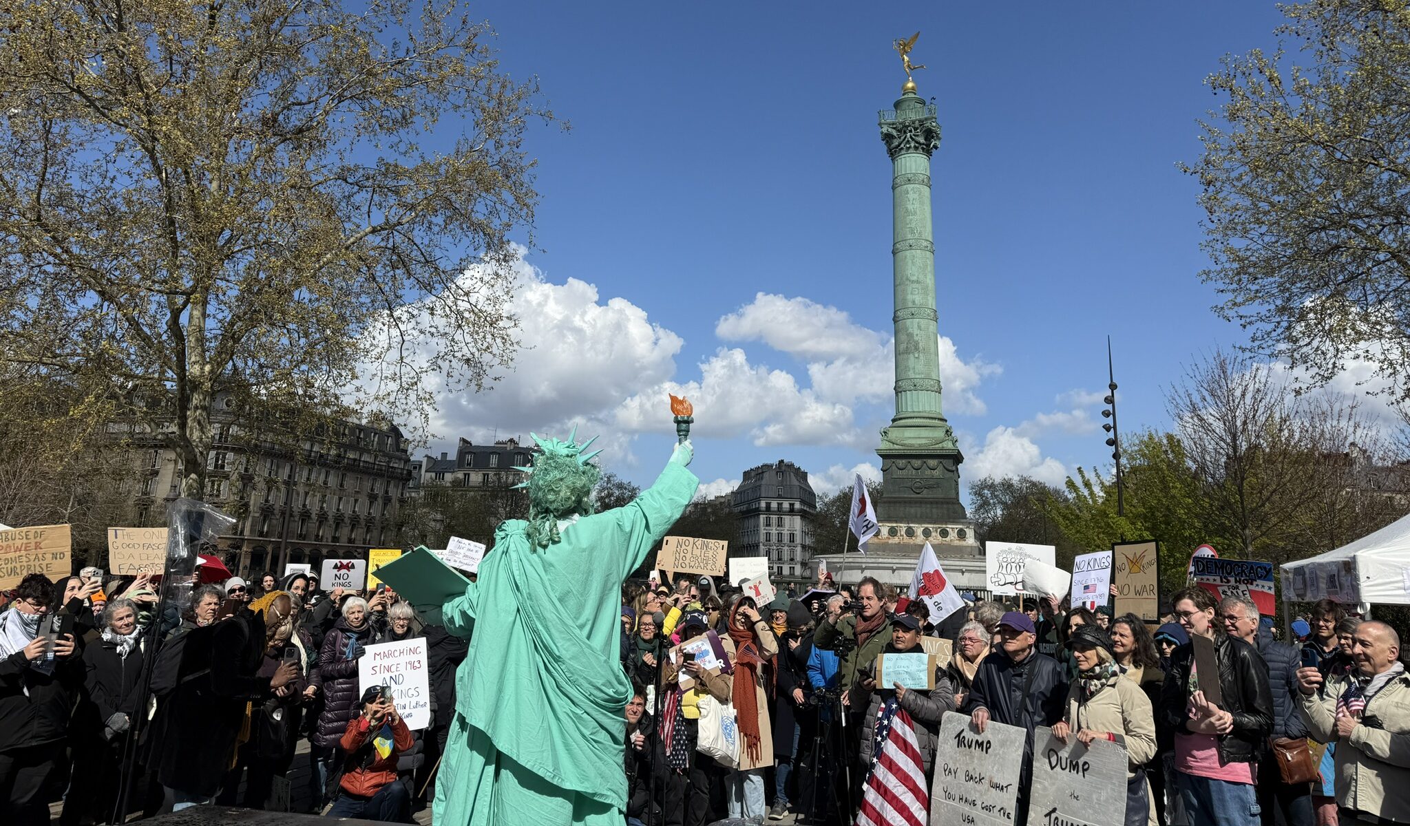 American in paris protesting for democracy
